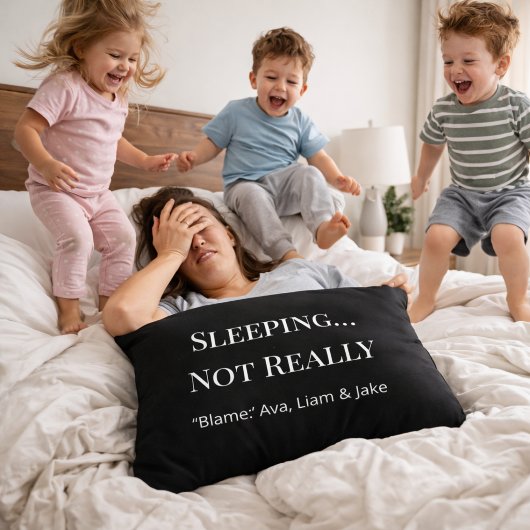 Custom Mom Sleeping Not Really Black White Pillow  アクセントクッション