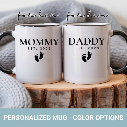 Custom Mommy & Daddy Mug Set Gift for New Mom Dad コーヒーマグカップ