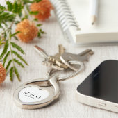 Custom Monogram and Date Personalized Heart キーホルダー (側面)