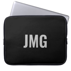 Custom Monogram Black and Silver Laptop Sleeve ラップトップスリーブ