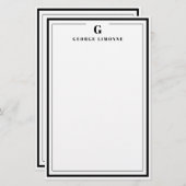 Custom Monogram Black Border Stationery 便箋 (正面/裏面)