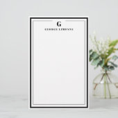Custom Monogram Black Border Stationery 便箋 (スタンド正面)