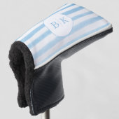 Custom Monogram Blue Striped Golf Head Cover ゴルフヘッドカバー (3/4 正面)