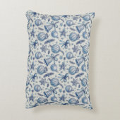 Custom Monogram Blue Toile Christmas Ornaments  アクセントクッション (裏面(縦))