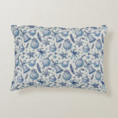 Custom Monogram Blue Toile Christmas Ornaments  アクセントクッション (裏面)