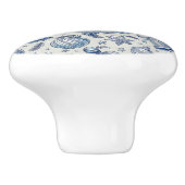 Custom Monogram Blue Toile Christmas Ornaments  セラミックノブ (側面)