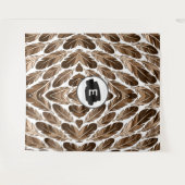 Custom Monogram Boho Tapestry – Brown Feathers タペストリー (正面(横))