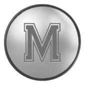 Custom Monogram Brushed Metal Cool アイスホッケーパック (正面)