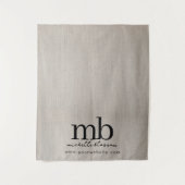 Custom Monogram Business Table Runner Banner Linen タペストリー (正面)