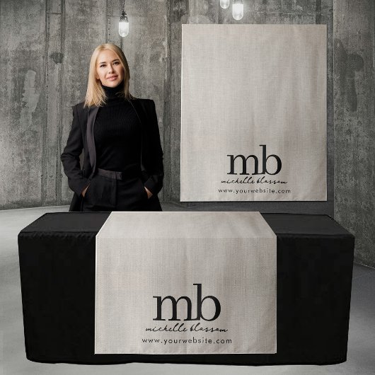 Custom Monogram Business Table Runner Banner Linen タペストリー