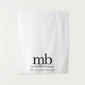 Custom Monogram Business Table Runner Banner White タペストリー (正面)