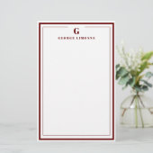 Custom Monogram Cinnamon Rose Border Stationery  便箋 (スタンド正面)