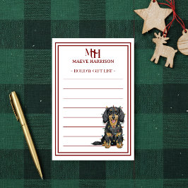 Custom Monogram Dachshund Holiday Gift List ポストイット