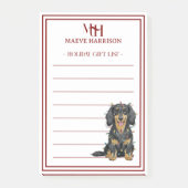 Custom Monogram Dachshund Holiday Gift List ポストイット (正面)