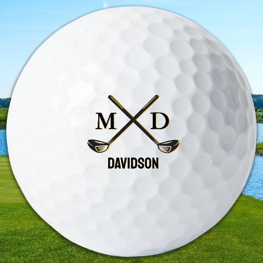 Custom Monogram Elegant Golfer Personalized Name ゴルフボール