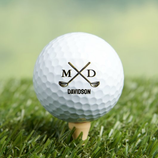Custom Monogram Elegant Golfer Personalized Name ゴルフボール (インサイチュ 木)