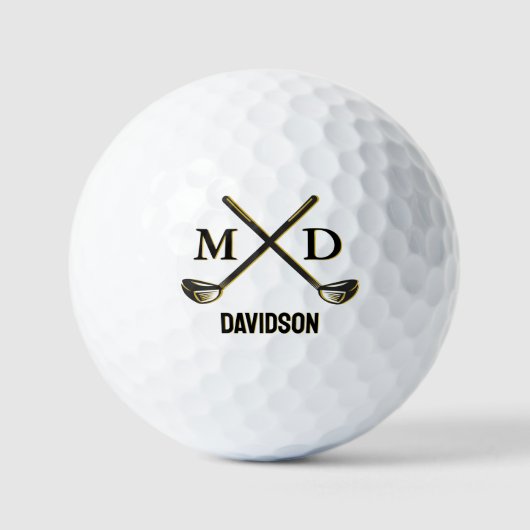 Custom Monogram Elegant Golfer Personalized Name ゴルフボール (正面)
