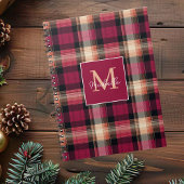 Custom Monogram Festive Gingham Style Pattern ノートブック