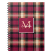 Custom Monogram Festive Gingham Style Pattern ノートブック (正面)