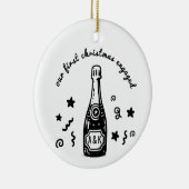 Custom Monogram First Christmas Engaged Ornament  セラミックオーナメント (右)