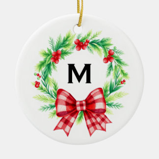 Custom Monogram First Christmas Married Ornament セラミックオーナメント