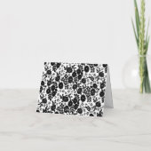 Custom Monogram Flower Pattern Black and White サンキューカード (裏面)