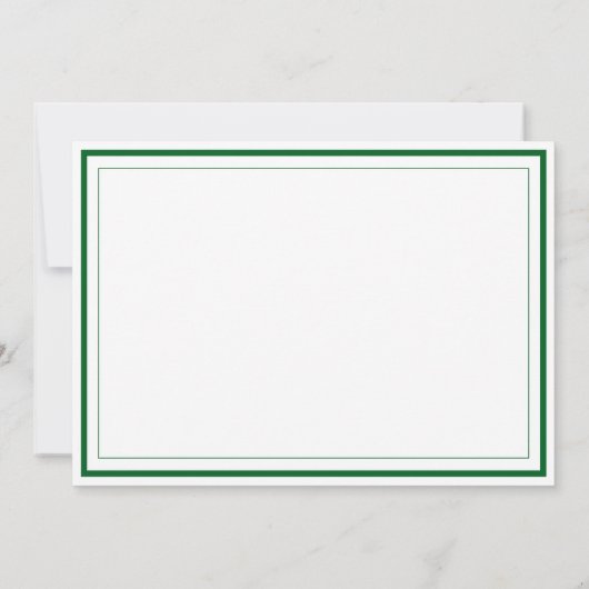 Custom Monogram Forest Green Border Stationery ノートカード (裏面)