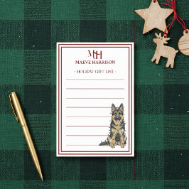 Custom Monogram German Shepherd Holiday Gift List ポストイット