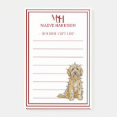 Custom Monogram Golden Doodle Holiday Gift List ポストイット (正面)