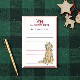 Custom Monogram Golden Retriever Holiday Gift List ポストイット