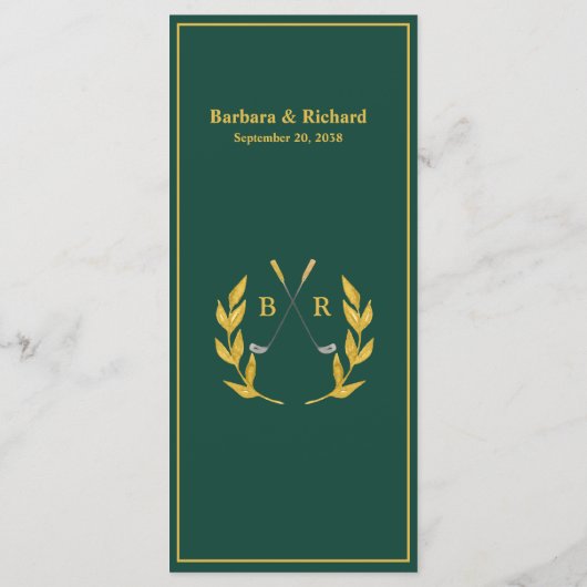 Custom Monogram Golf Theme Wedding  メニュー (裏面)