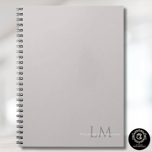 Custom Monogram Gray Taupe Notebook ノートブック