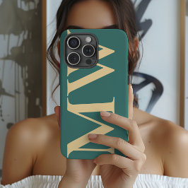 Custom Monogram Green Case Gift for Teens & Adults iPhone 15 Proケース