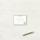 Custom Monogram Hand Drawn Dachshund Reading ポストイット (デスク上)