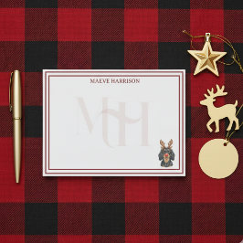 Custom Monogram Holiday Dachshund Reindeer ポストイット