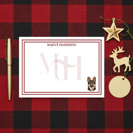Custom Monogram Holiday German Shepherd Reindeer ポストイット