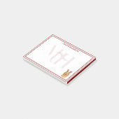 Custom Monogram Holiday Golden Retriever Reindeer ポストイット (アングル)