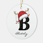 Custom Monogram Holiday Ornament For Family セラミックオーナメント (左)