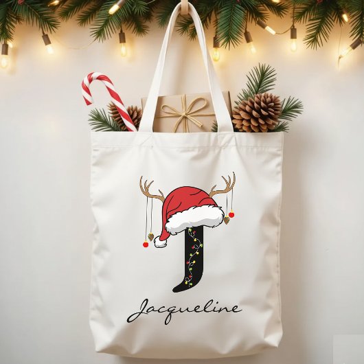 Custom Monogram Holiday Tote Bag for Friends トートバッグ
