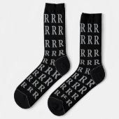 Custom Monogram Initial Black Grey socks ソックス (左)