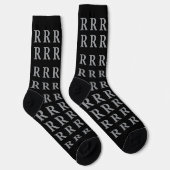 Custom Monogram Initial Black Grey socks ソックス (右)
