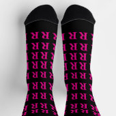 Custom Monogram Initial Black Pink socks ソックス (上部)