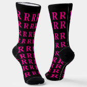 Custom Monogram Initial Black Pink socks ソックス (傾斜あり)