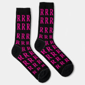 Custom Monogram Initial Black Pink socks ソックス (右)