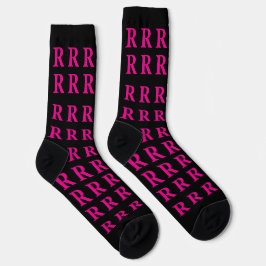 Custom Monogram Initial Black Pink socks ソックス