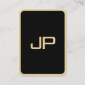 Custom Monogram Initial Elegant Black And Gold 名刺 (裏面)