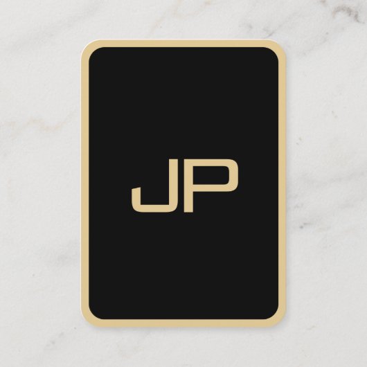 Custom Monogram Initial Elegant Black And Gold 名刺 (裏面)