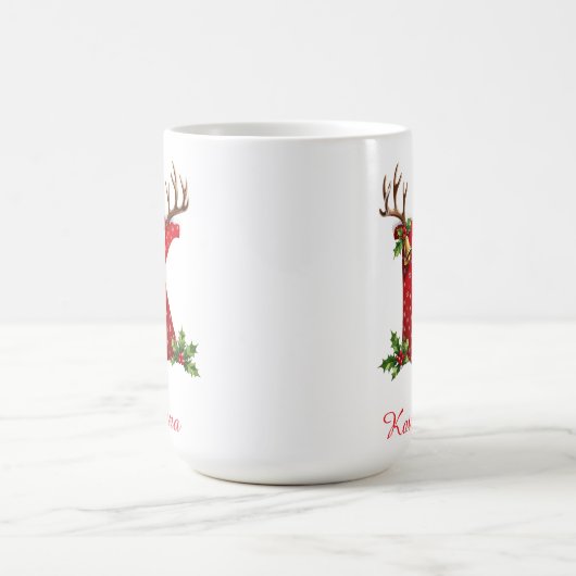 Custom Monogram initial K merry Christmas  コーヒーマグカップ (中央)