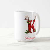 Custom Monogram initial K merry Christmas  コーヒーマグカップ (正面右)
