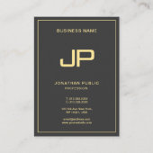 Custom Monogram Initial Luxury Black & Gold Mighty 名刺 (正面)